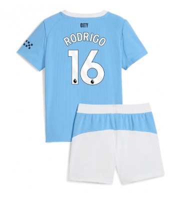 Manchester City Rodri Hernandez #16 Prima Maglia Bambino 2025-26 Manica Corta (+ Pantaloni corti)